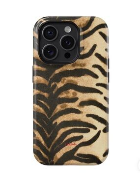 Fragola Tiger print stripe Phone Case for iPhone 17 - Beige & Black